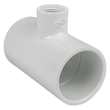 PVC Tee - 1.5" x 1.5" x 0.5" FPT - White