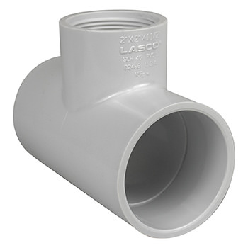 PVC Tee - 2" x 2" x 1.5" FPT - White